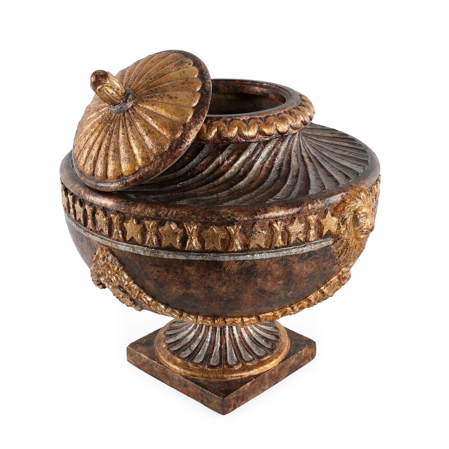 Braccious Urn With Lid (Stone Cast) In Light Finish