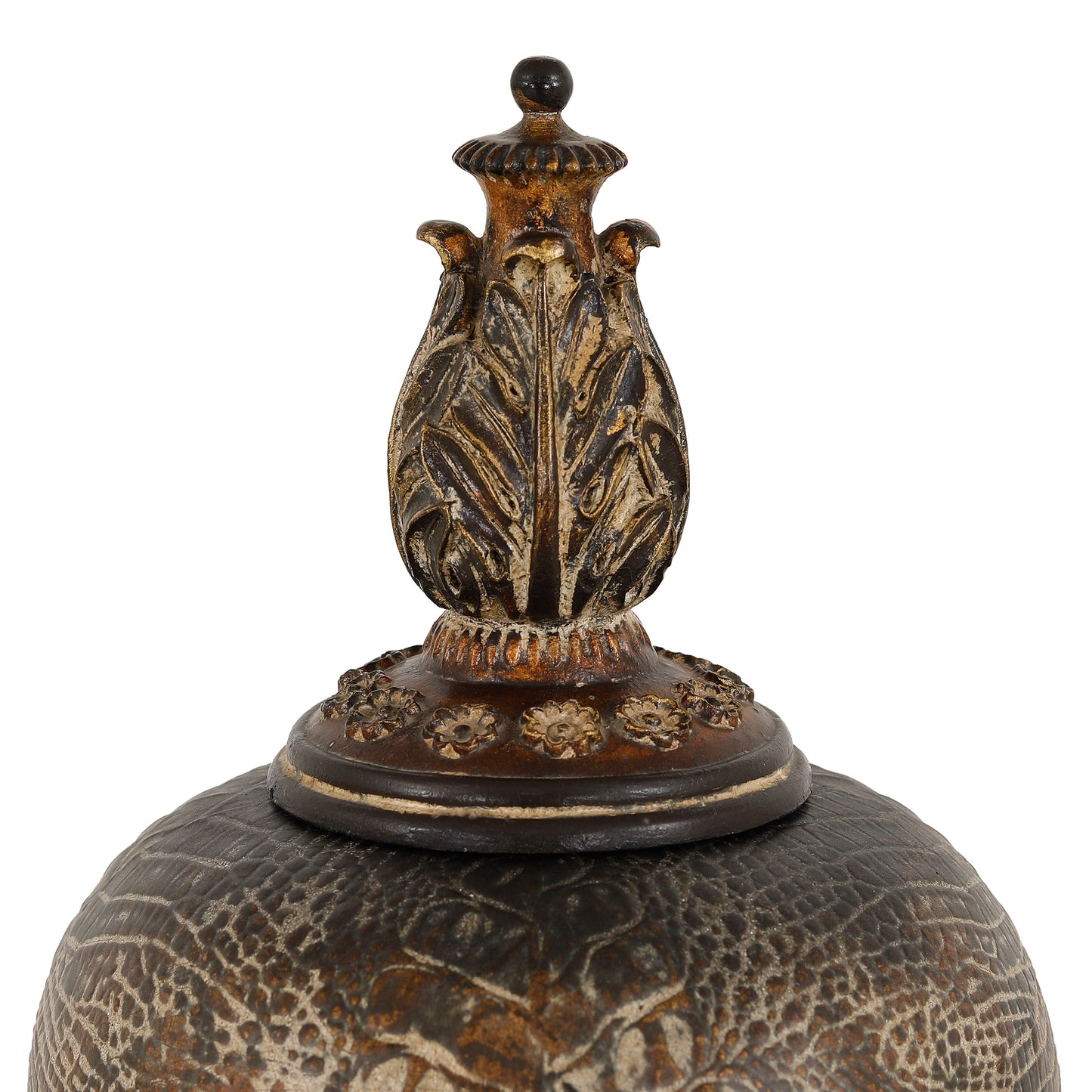 3872 - مرطبان على حامل - قطر 8 × ارتفاع 19 - جلد تمساح معتق/P1040