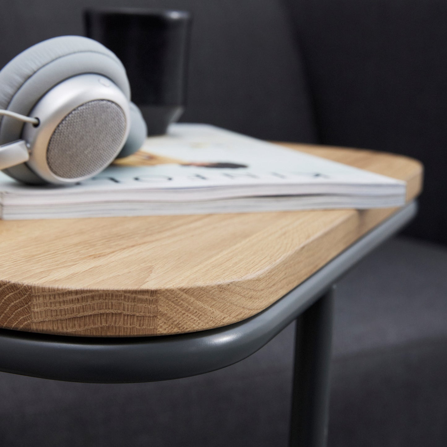 A3 Side table - Oak top / Grey metal frame