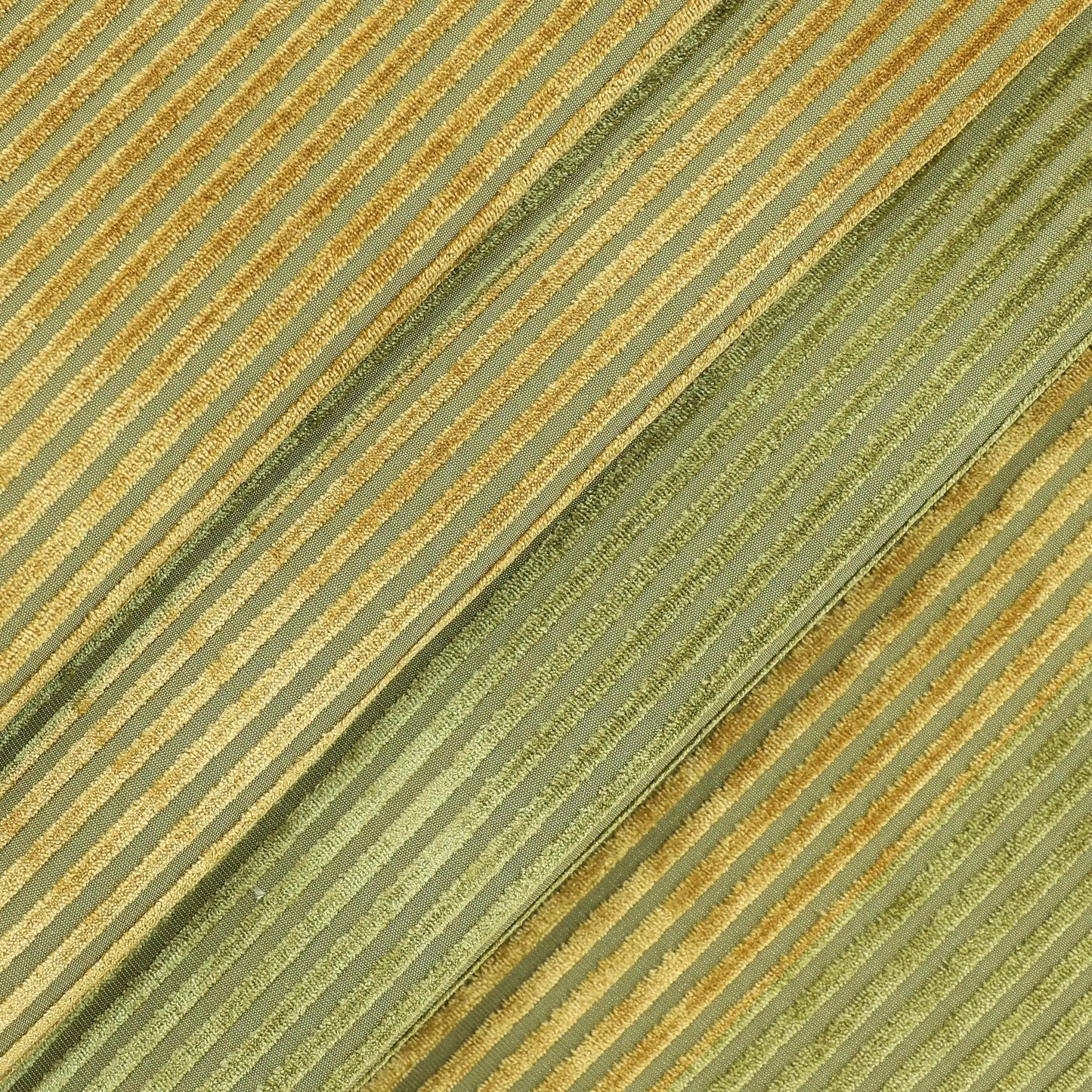 Green and gold Cotton striped velvet