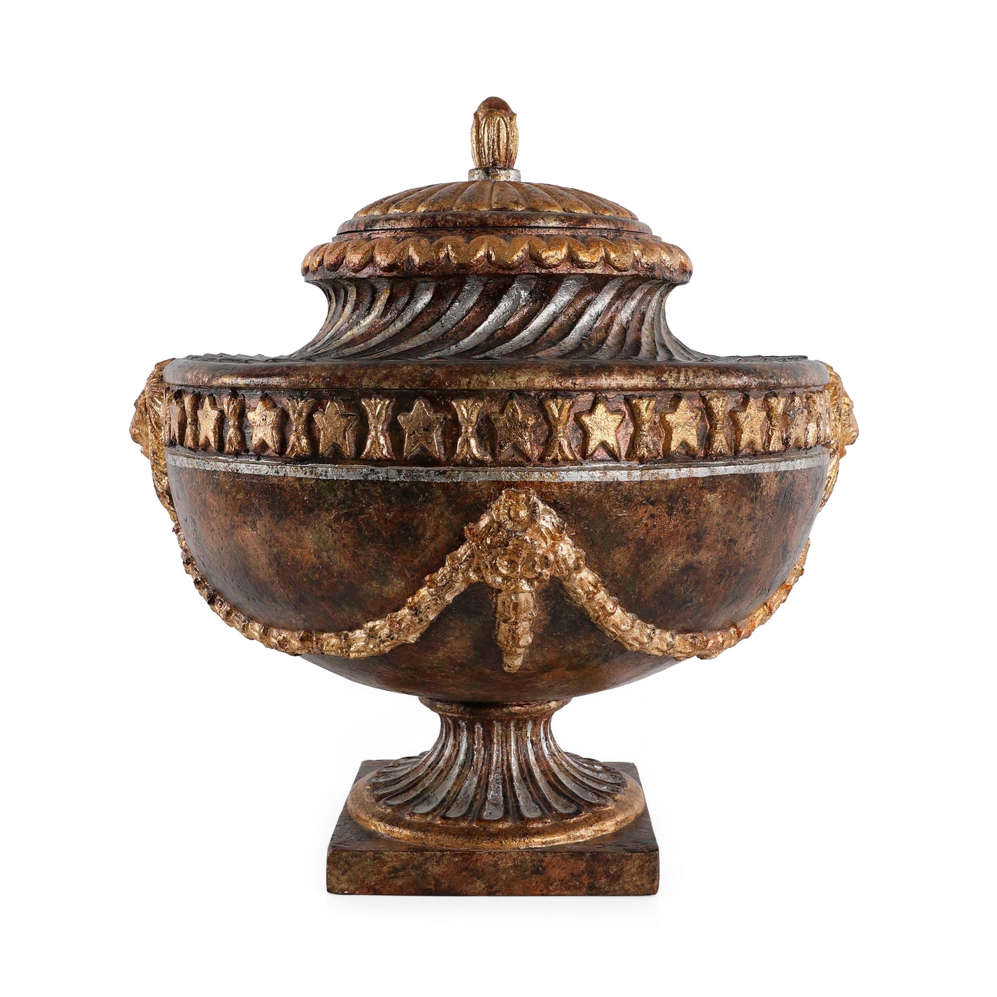 Braccious Urn With Lid (Stone Cast) In Light Finish