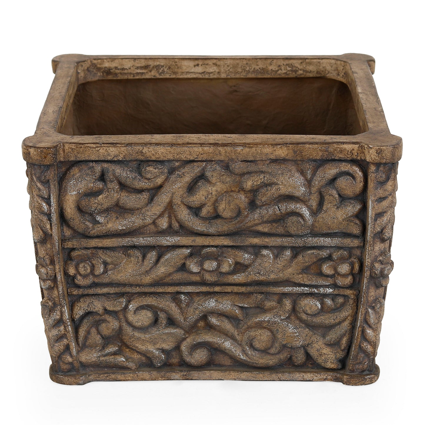 Nicola Square Planter (Cast Stone) In Medium Finish