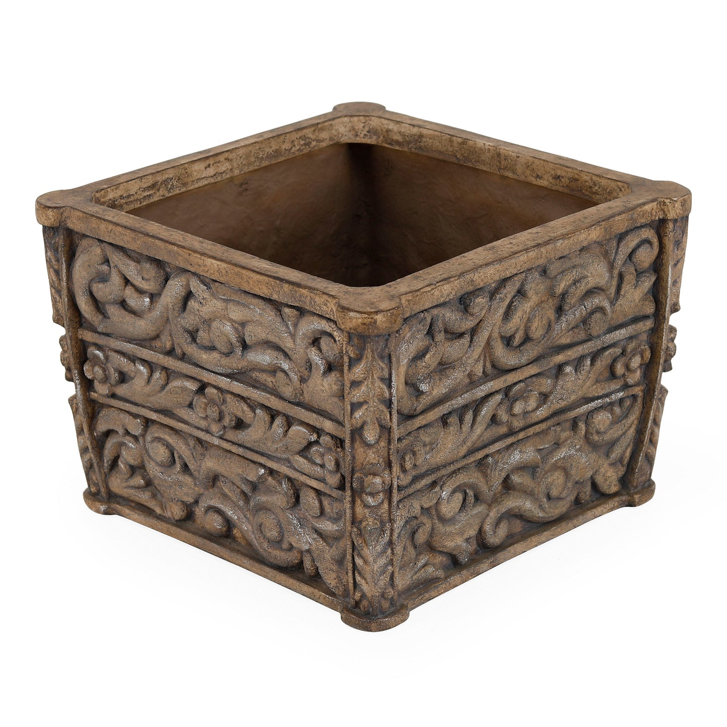 Nicola Square Planter (Cast Stone) In Medium Finish