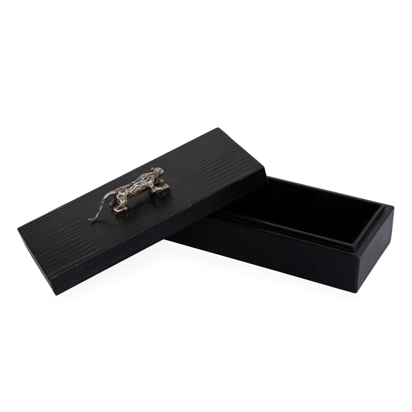 Pen Box (Set 10) Nu Liz Leather Black Silver Corner