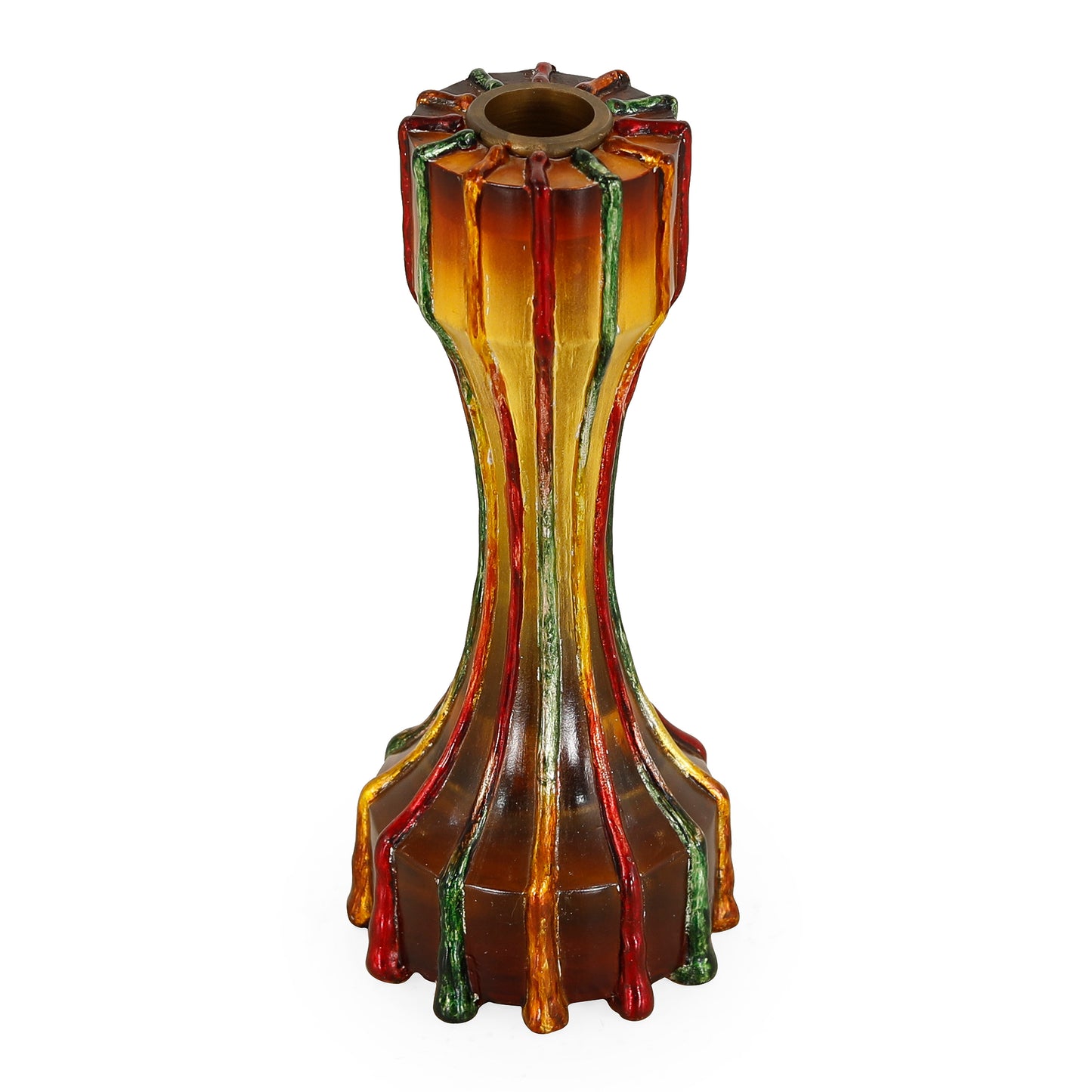 حامل شموع متوسط ​​الحجم بقطر 4 بوصات وارتفاع 8 بوصات بنمط كاليدوسكوب (مجموعة من 3 قطع)