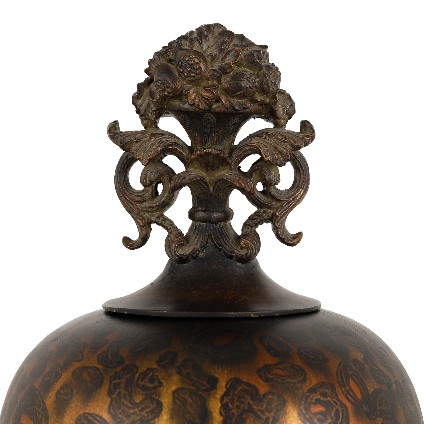 مرطبان ليوبارد دي رو مع غطاء مزخرف بالزهور - قطر 8 بوصات × ارتفاع 13 بوصة