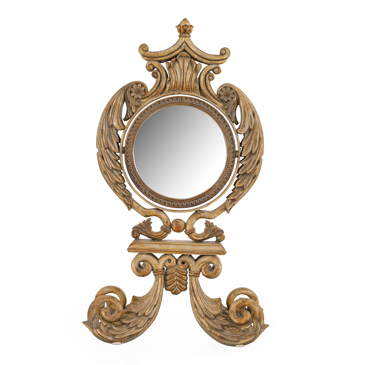 3913 - مرآة زينة - 16 عرض × 8 عمق × 28 ارتفاع - لون ذهبي رمادي/P1033