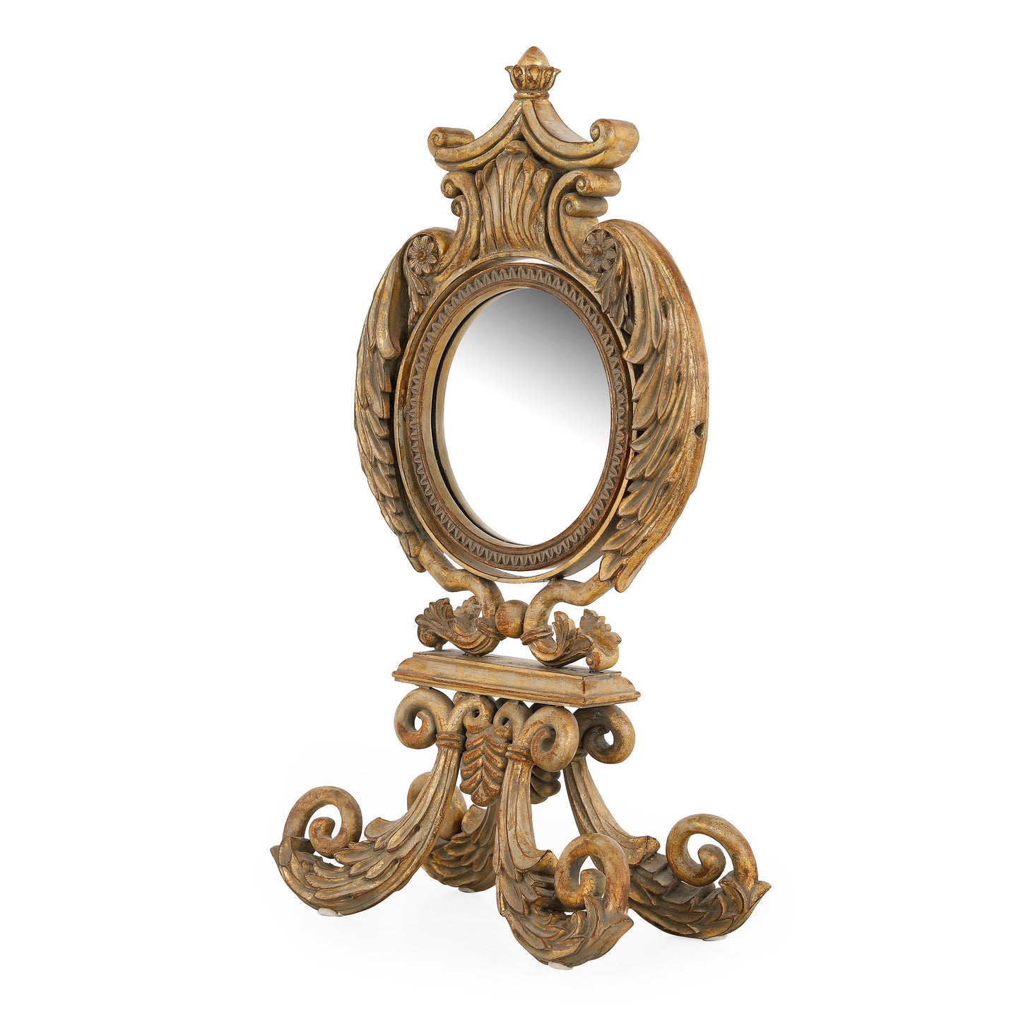 3913 - مرآة زينة - 16 عرض × 8 عمق × 28 ارتفاع - لون ذهبي رمادي/P1033