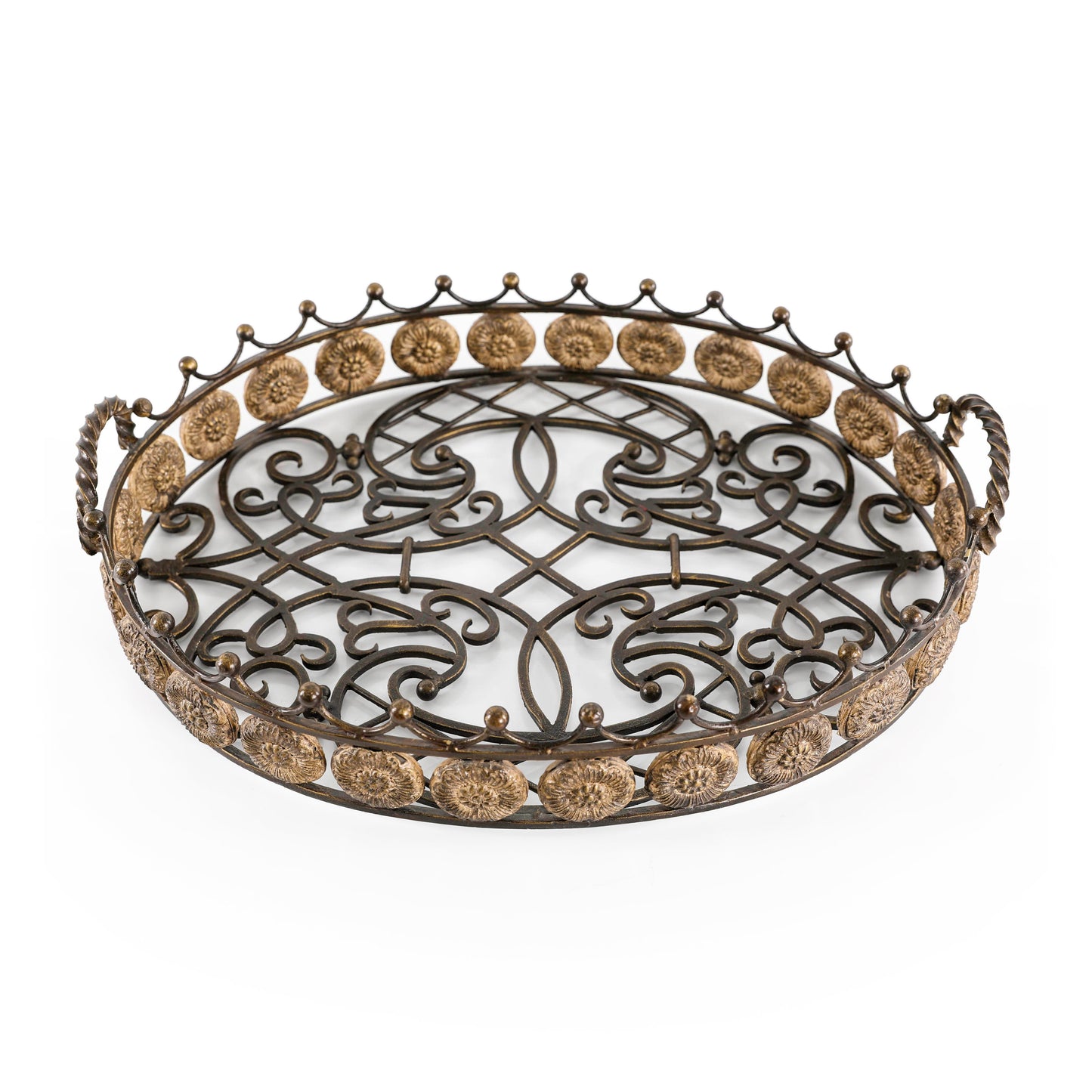 3630 - OVAL TRAY - 22W X 16D X 5H - OXIDIZED GOLD