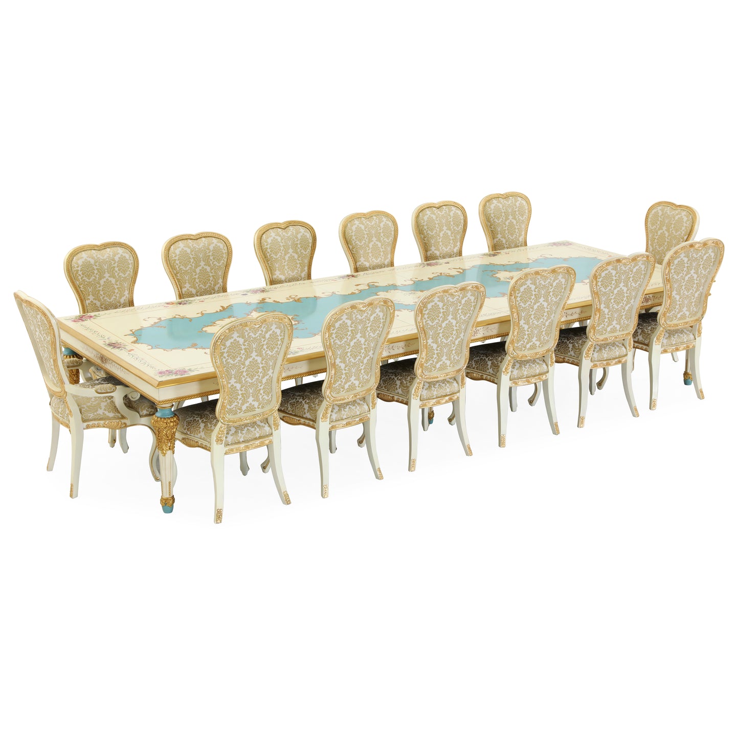 Agatha 14 Seater Dining Table & Chairs (Set of 15) | The Gallery