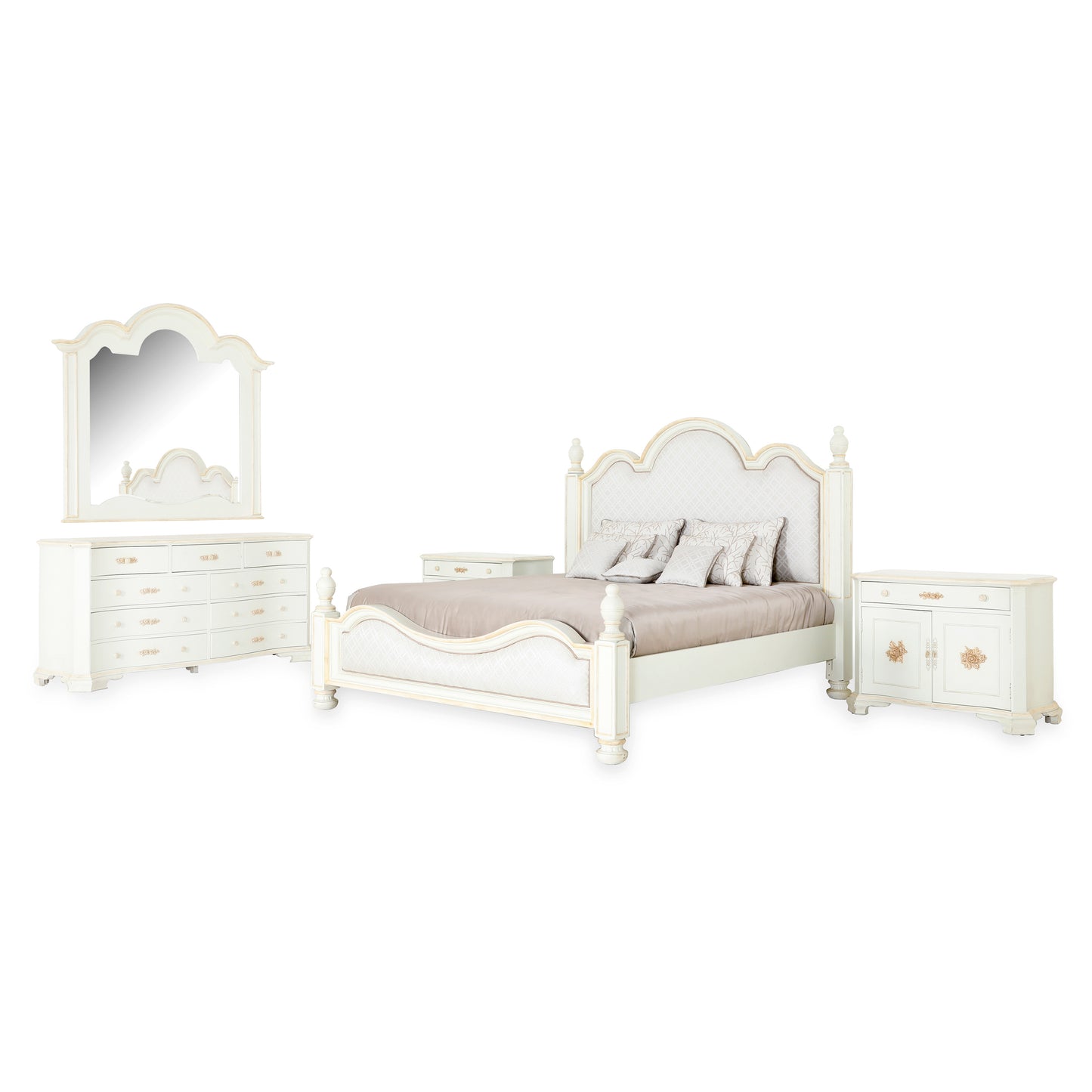 High Cloud Dresser With White And Gold Color