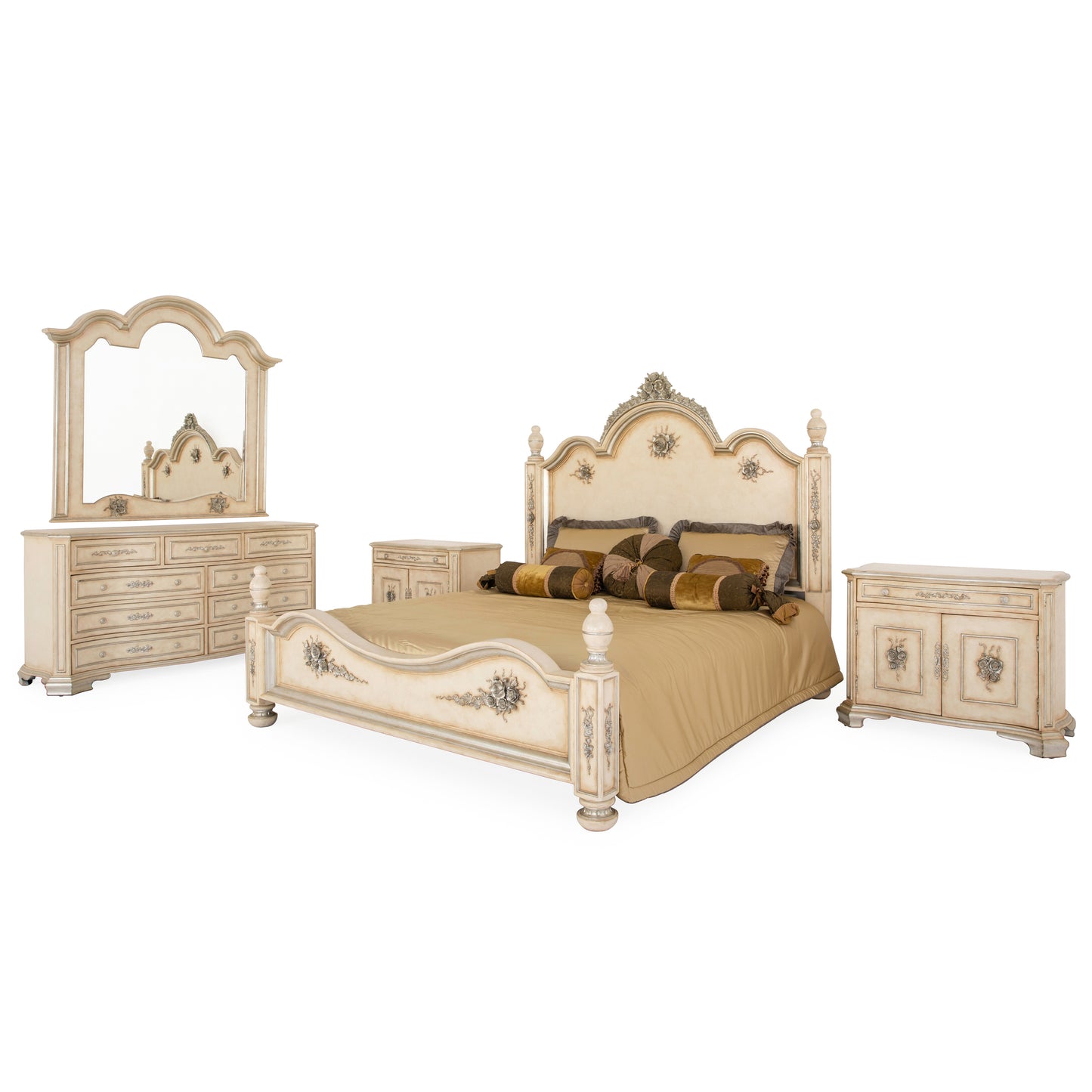 High Cloud Dresser With White And Gold Color