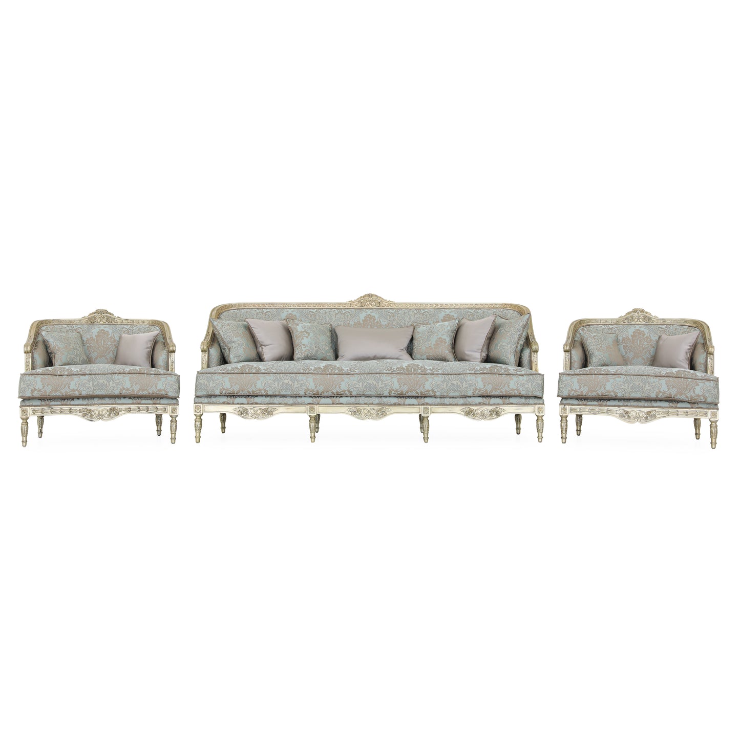 Marquis Sofa and Chair Silver (Set of 3) | The Gallery