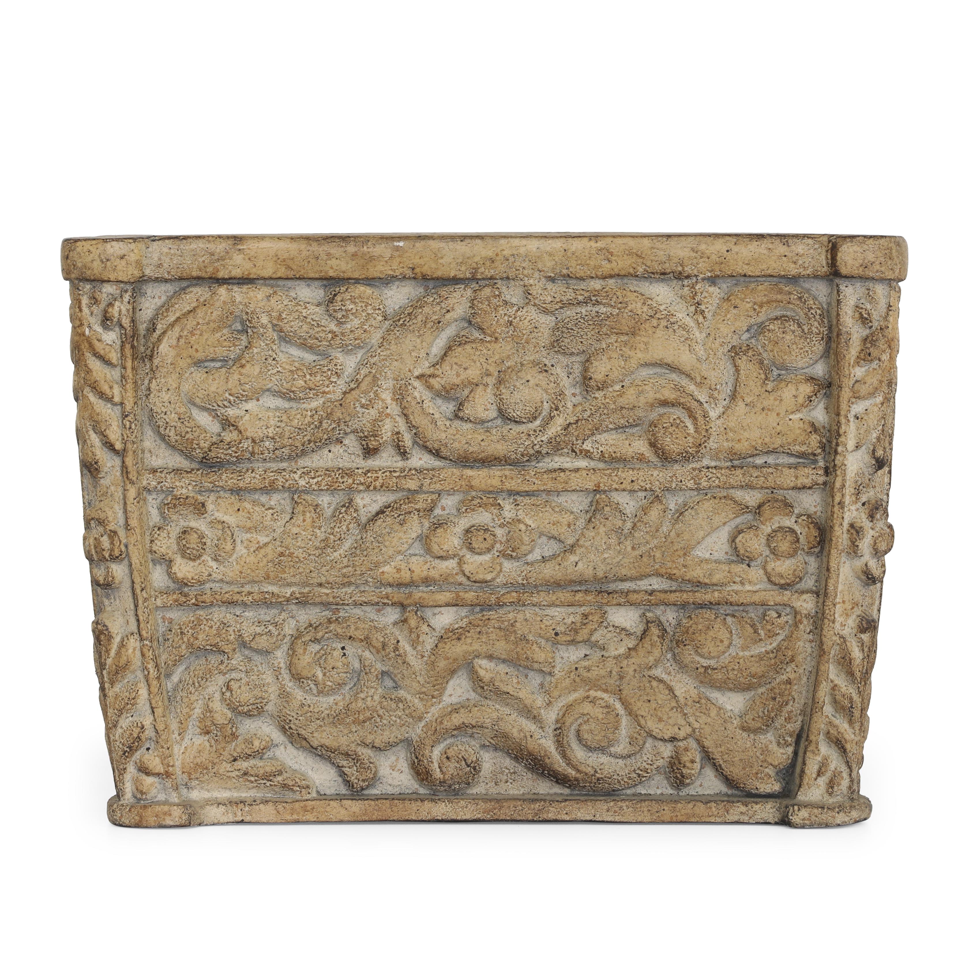 Nicola Square Planter (Cast Stone) In Light Finish – Farsh