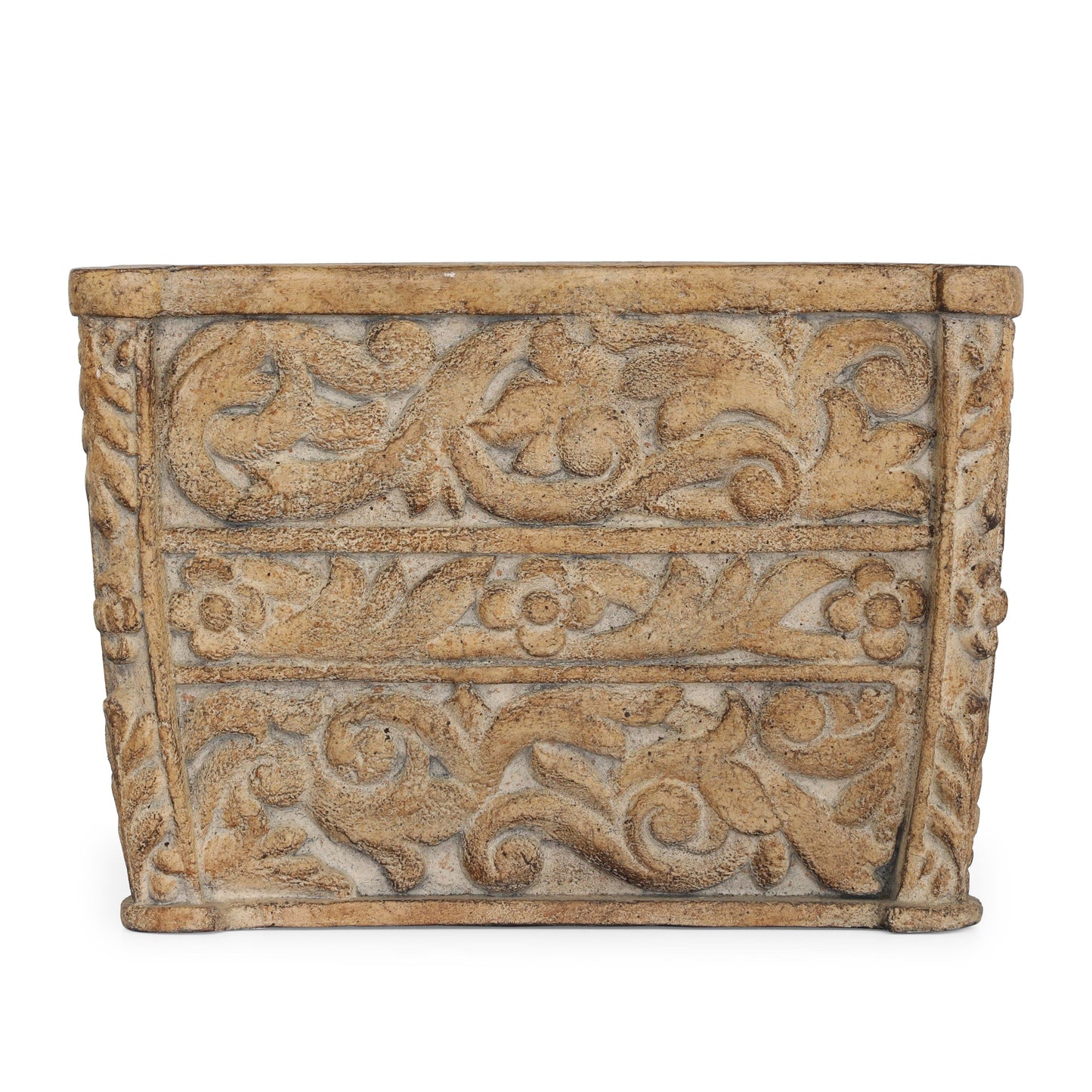 Nicola Square Planter (Cast Stone) In Light Finish