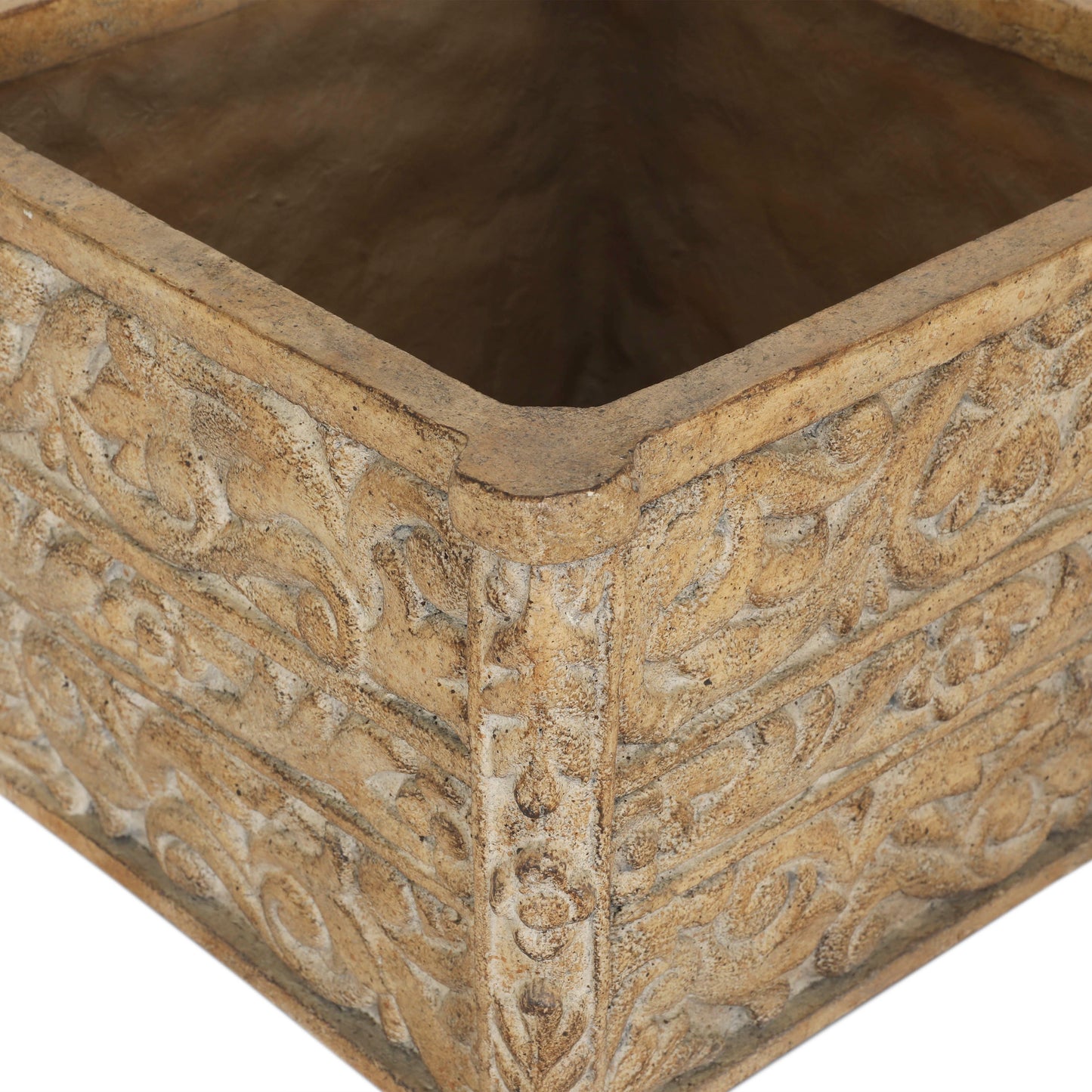 Nicola Square Planter (Cast Stone) In Light Finish