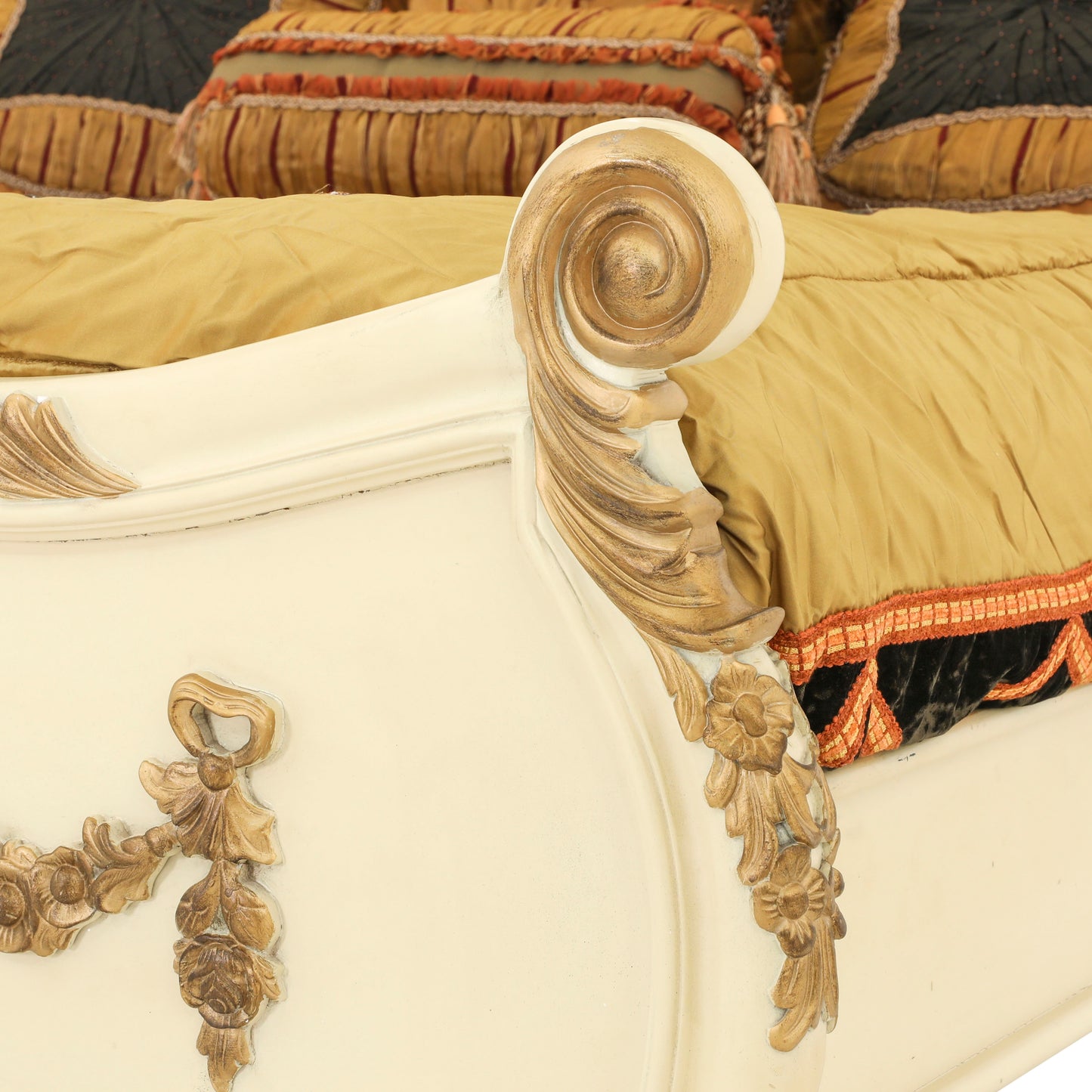 EMILE KING BED ROOM WITH ANTIQUE IVORY AND GOLD FINISH