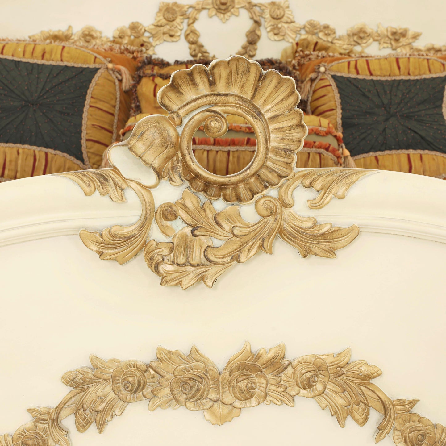 EMILE KING BED ROOM WITH ANTIQUE IVORY AND GOLD FINISH