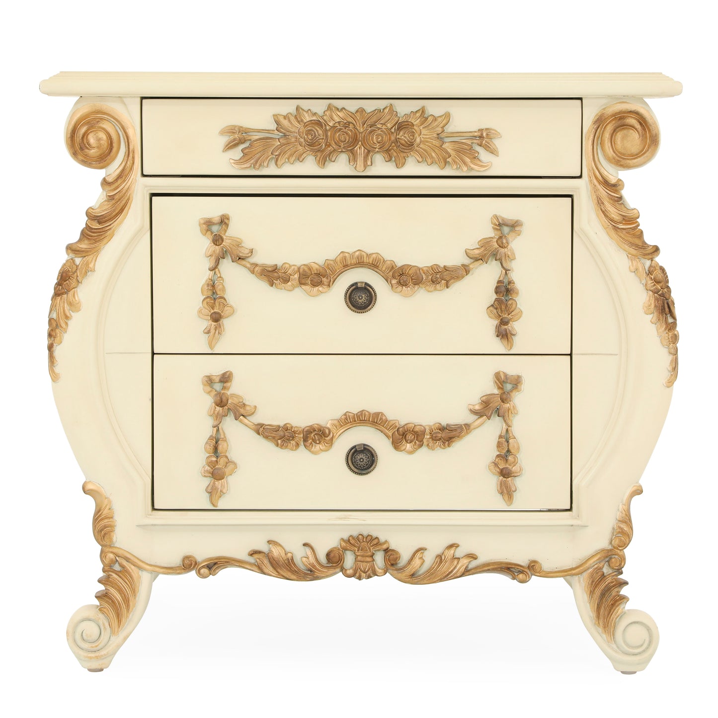 EMILE KING BED ROOM WITH ANTIQUE IVORY AND GOLD FINISH