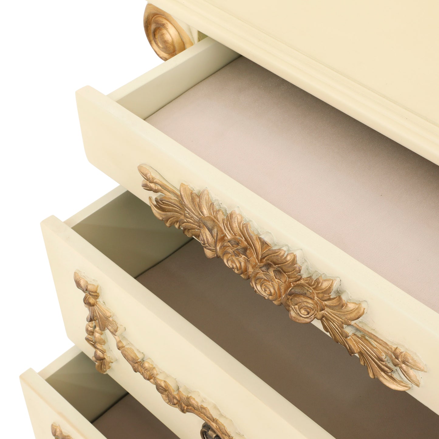 EMILE KING BED ROOM WITH ANTIQUE IVORY AND GOLD FINISH