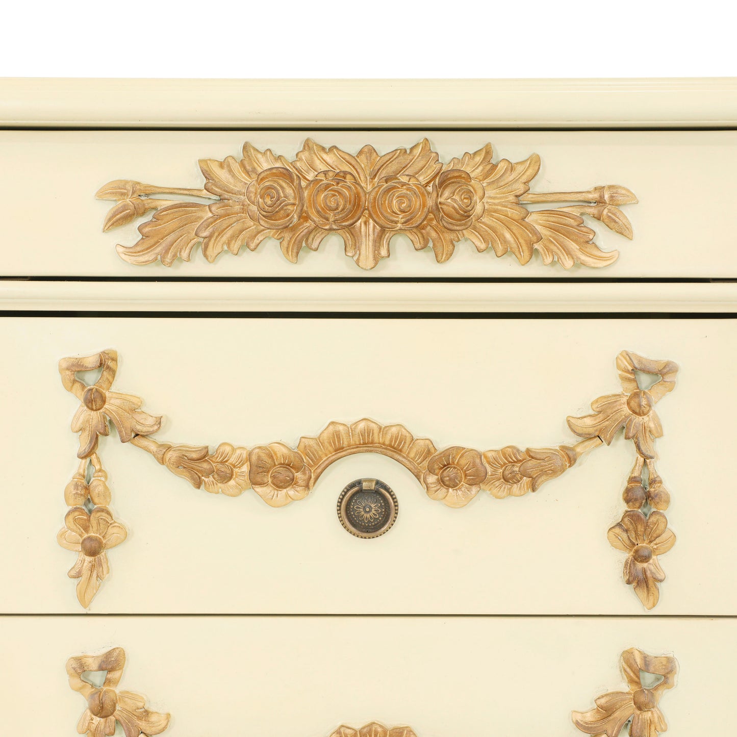 EMILE KING BED ROOM WITH ANTIQUE IVORY AND GOLD FINISH