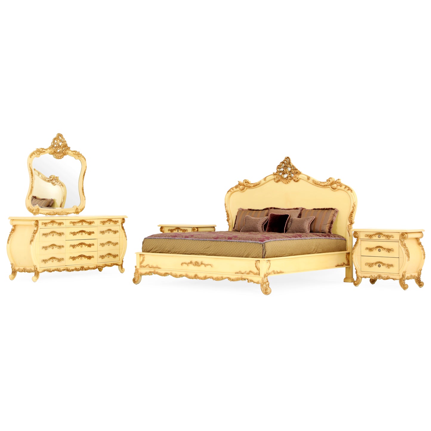 EMILE ING BED ROOM GOLDEN YELLOW FINISH