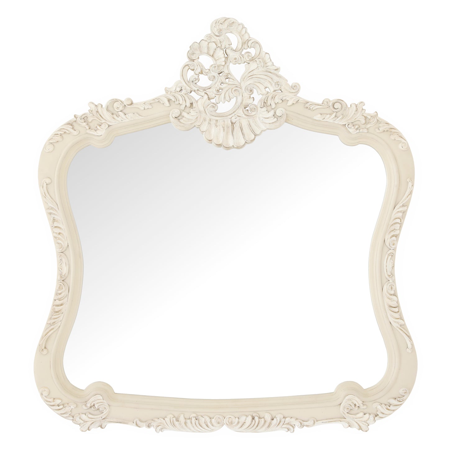 EMILE KING BED ROOM WHITE DISTRESSED ON CARVING