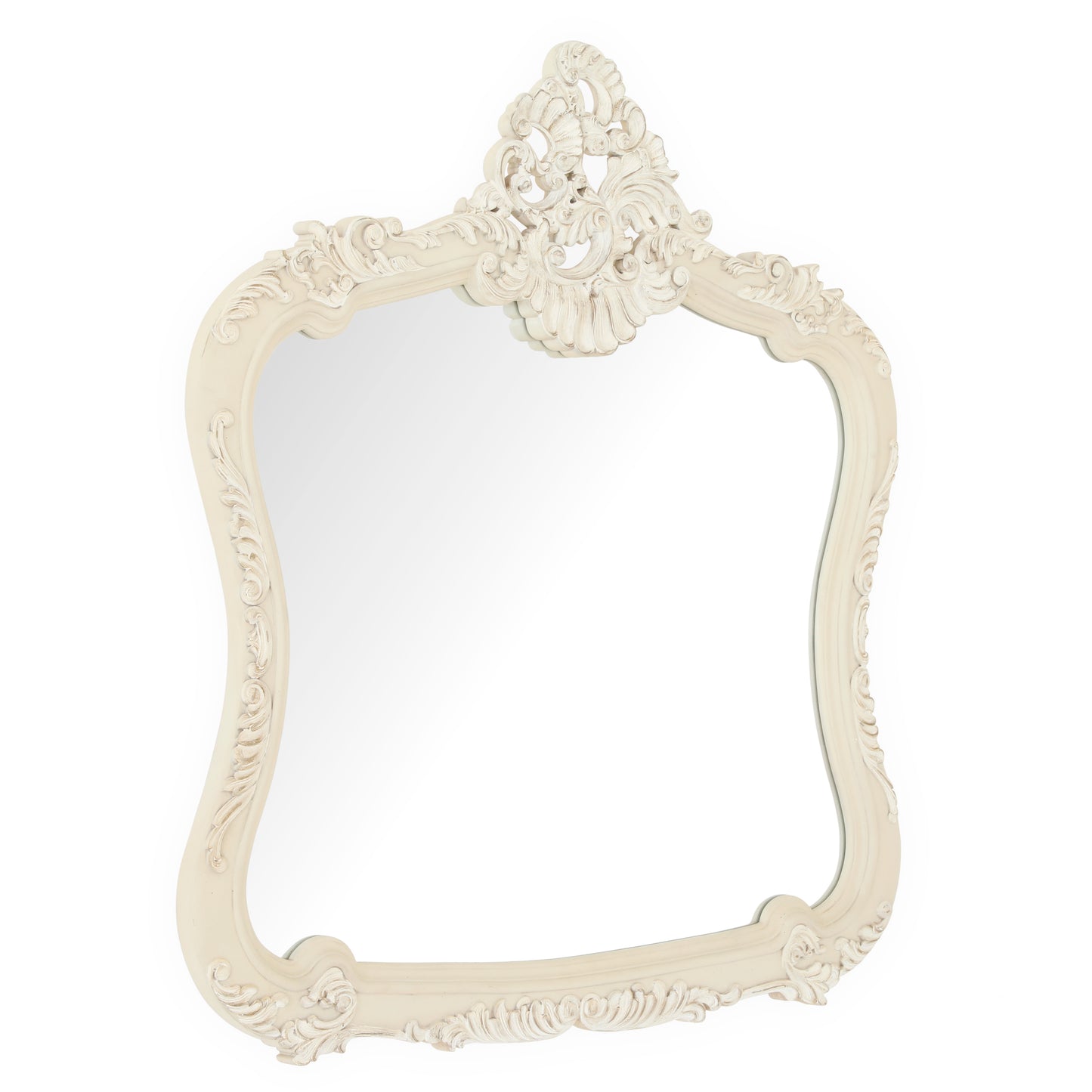 EMILE KING BED ROOM WHITE DISTRESSED ON CARVING