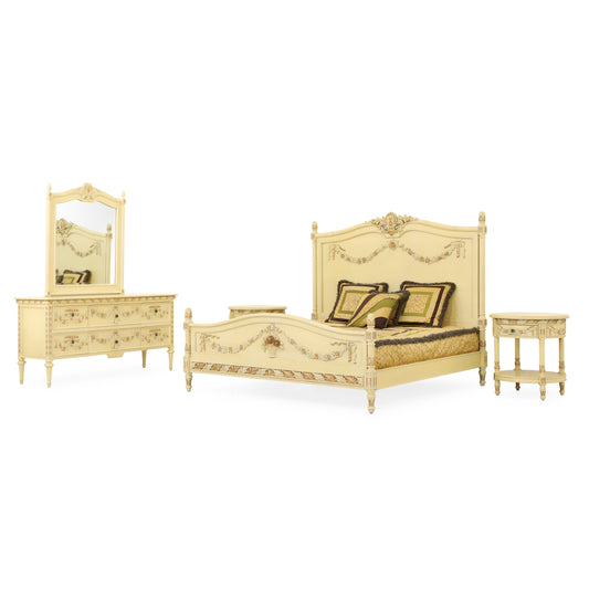 LEONERE KING BED ROOM WHITE WITH GOLD