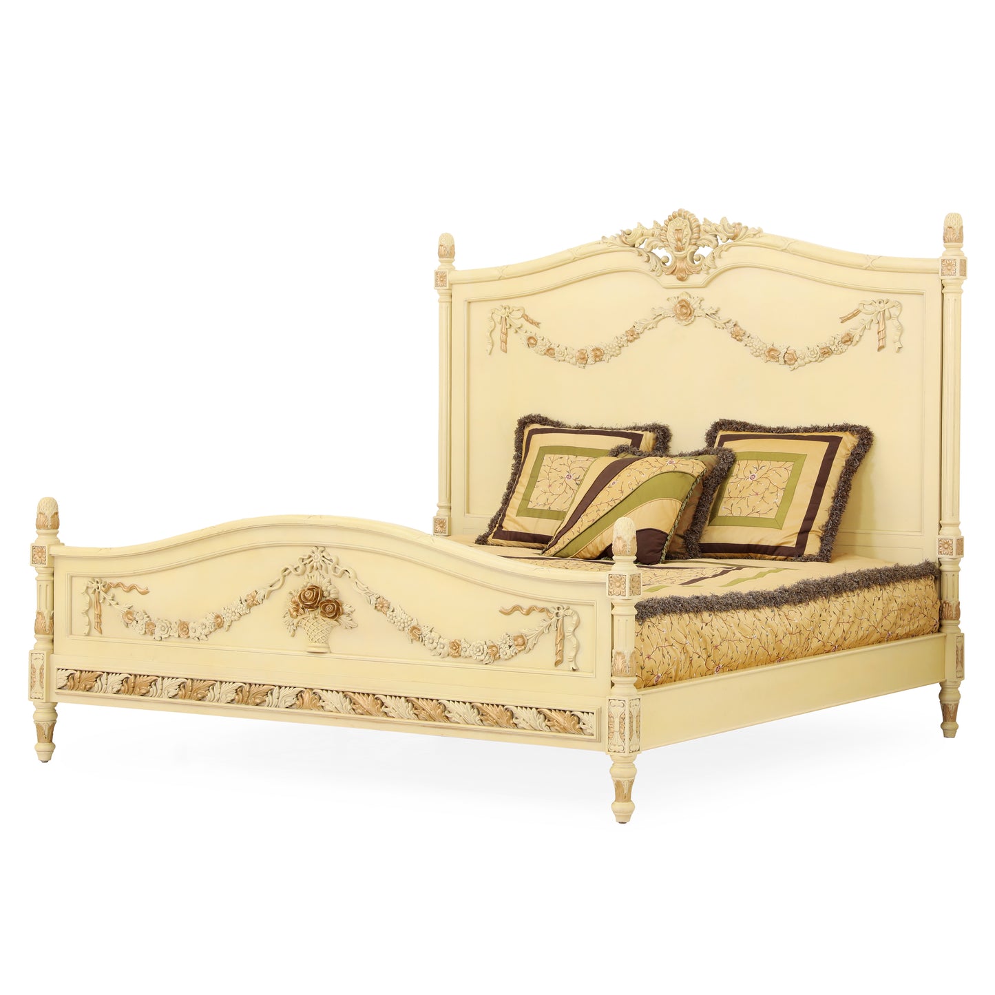 LEONERE KING BED ROOM WHITE WITH GOLD