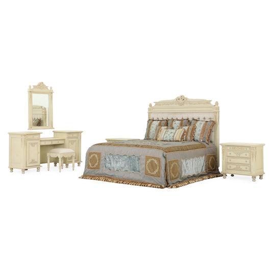 AMELIA KING BED ROOM WITH ANTIQUE IVORY FINISH