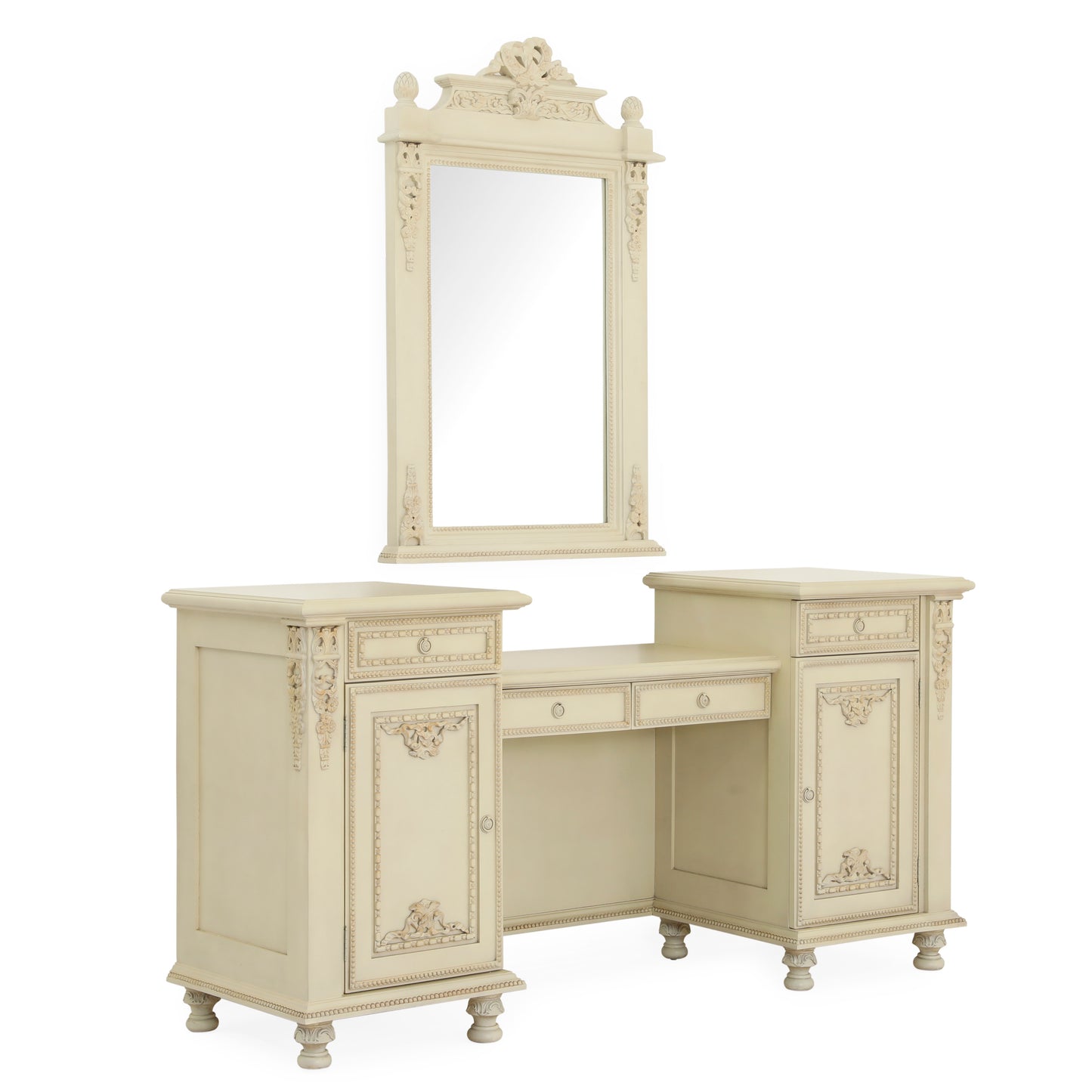 AMELIA KING BED ROOM WITH ANTIQUE IVORY FINISH