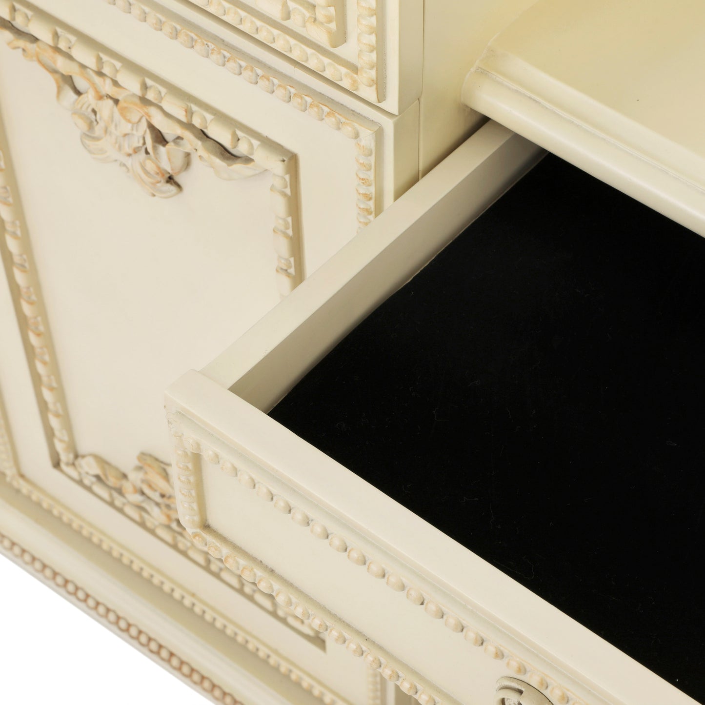 AMELIA KING BED ROOM WITH ANTIQUE IVORY FINISH