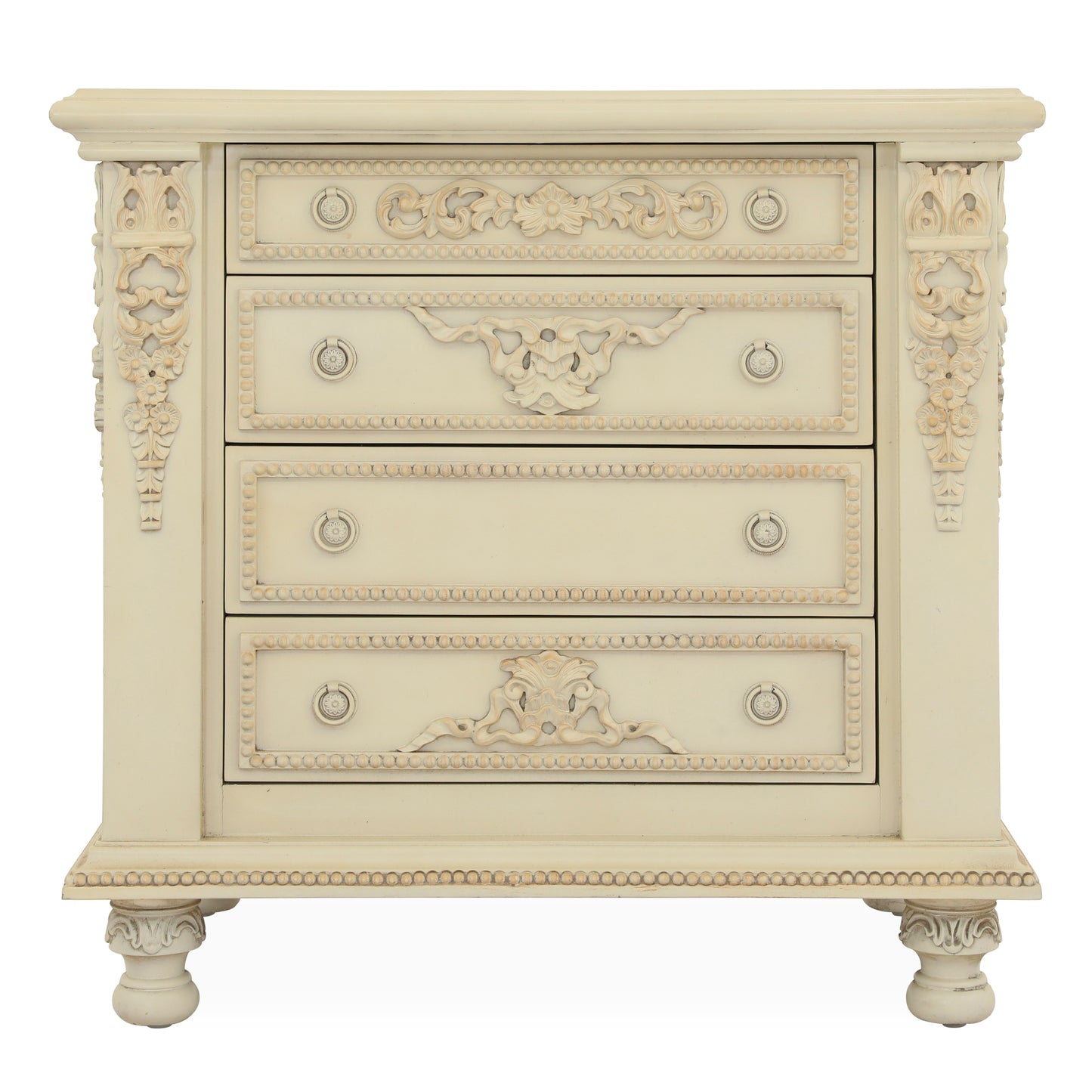 AMELIA KING BED ROOM WITH ANTIQUE IVORY FINISH