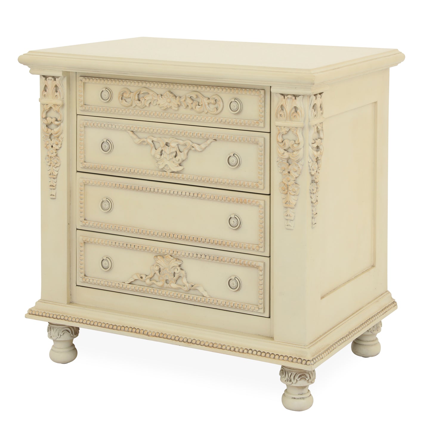 AMELIA KING BED ROOM WITH ANTIQUE IVORY FINISH
