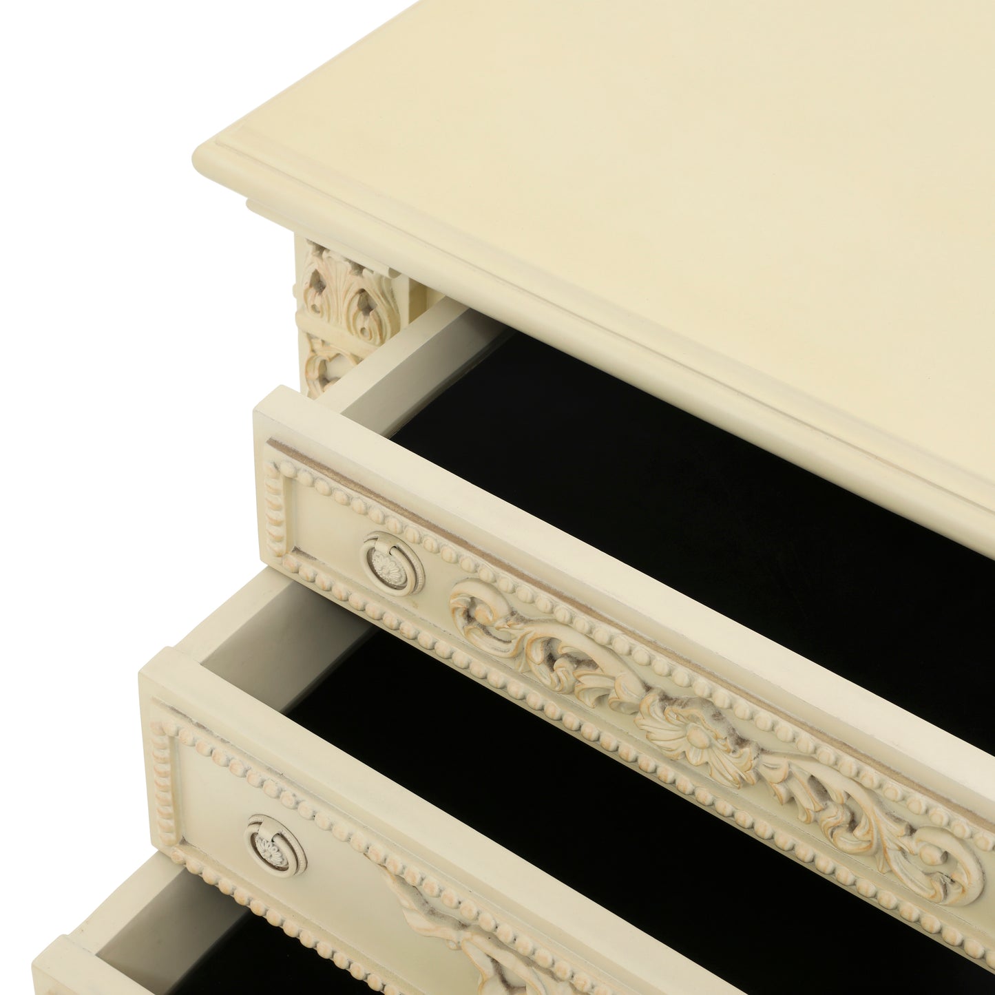 AMELIA KING BED ROOM WITH ANTIQUE IVORY FINISH