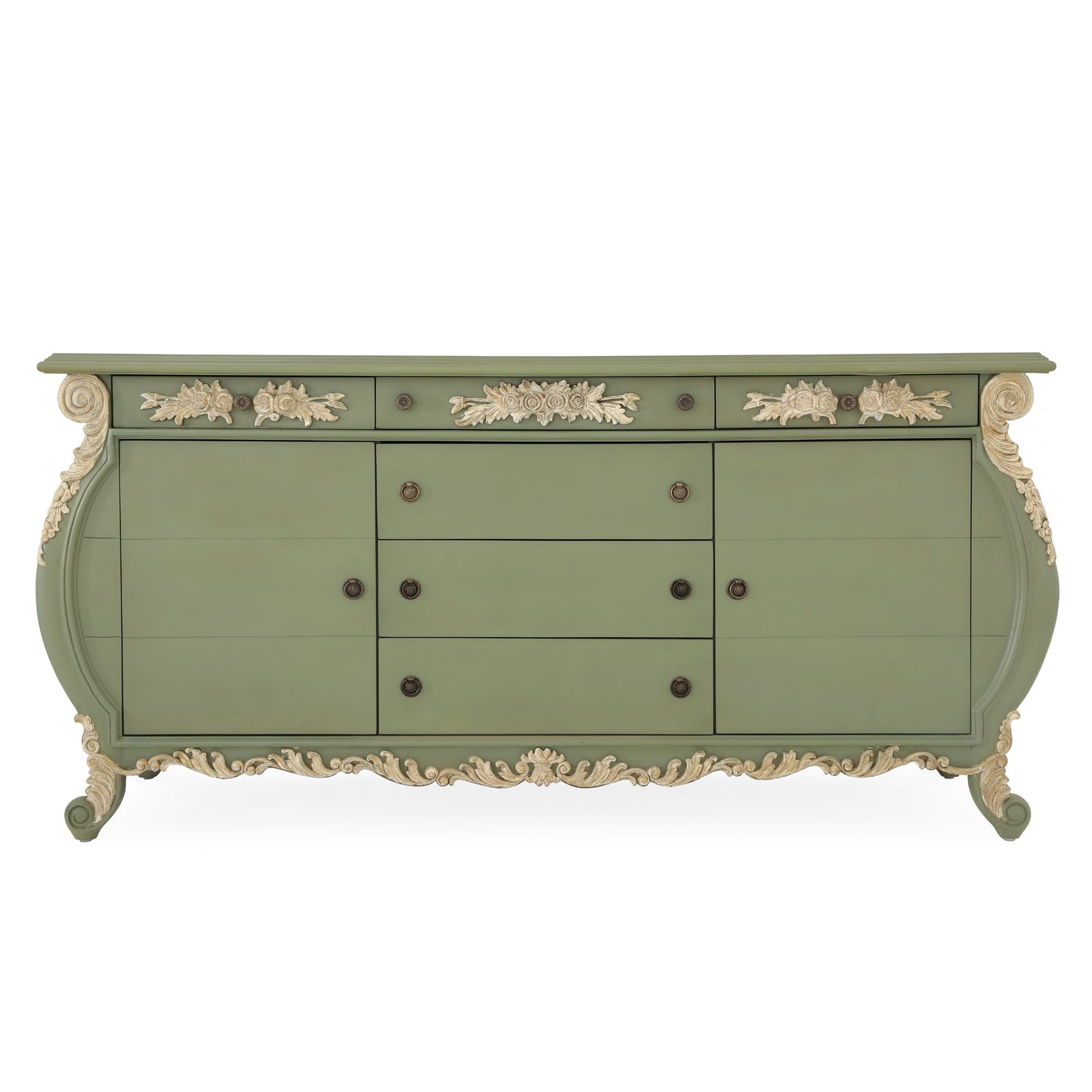 EMILE KING BED ROOM GREEN WITH ANCIENT CARVINGS