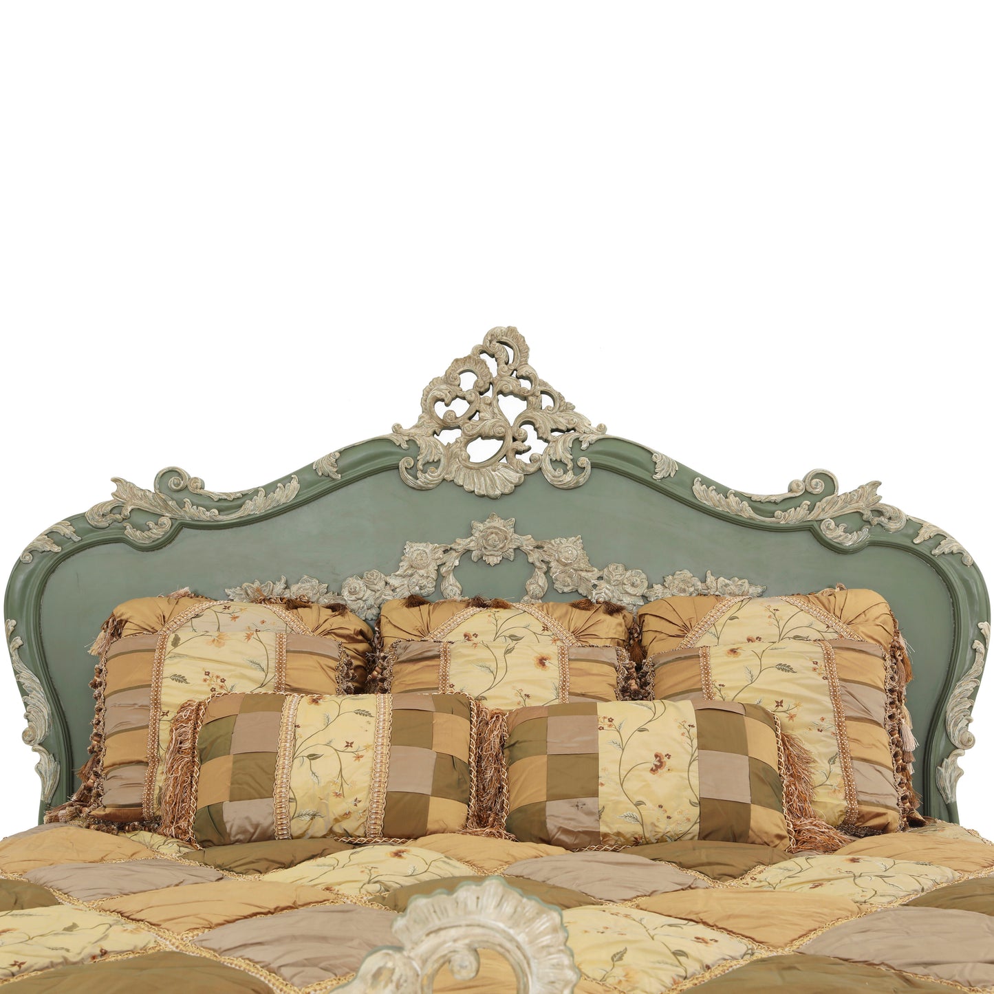 EMILE KING BED ROOM GREEN WITH ANCIENT CARVINGS
