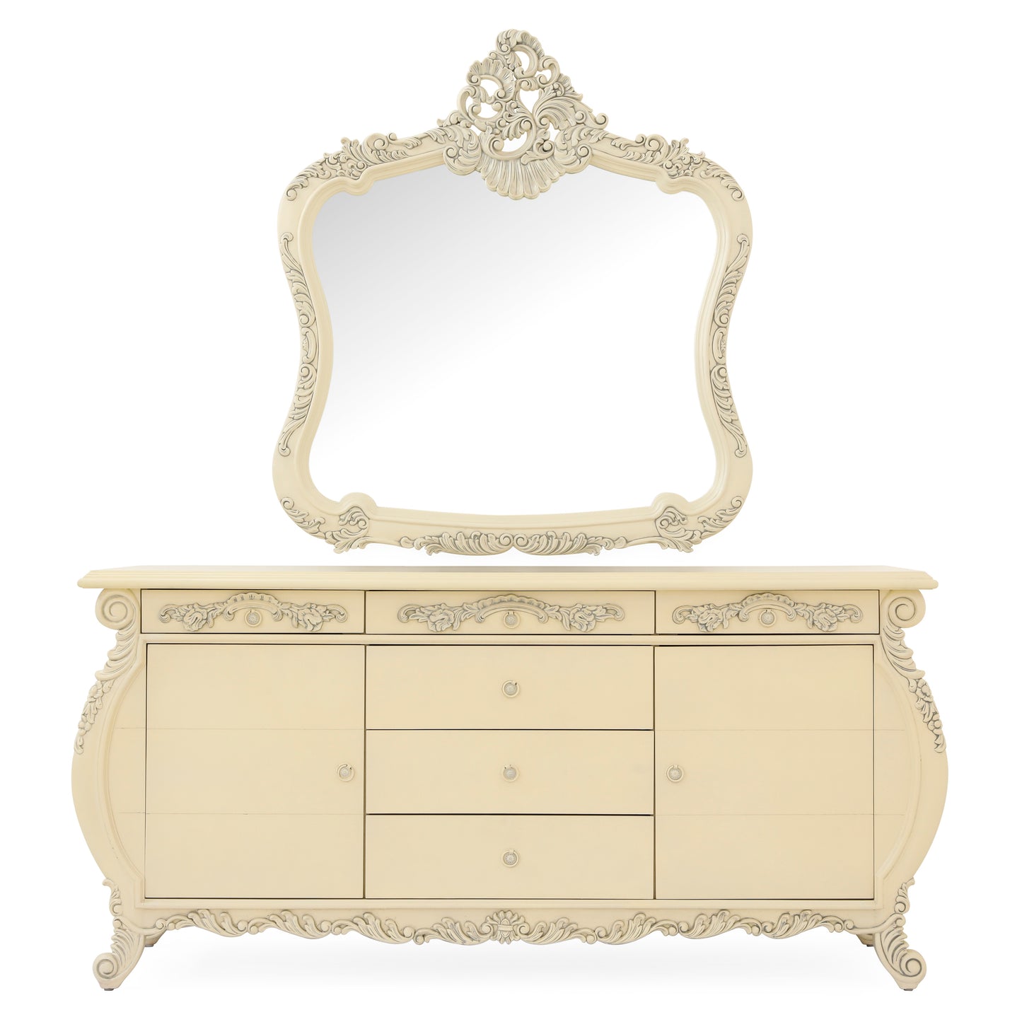 NEW EMILE KING BED ROOM WITH ANTIQUE WHITE