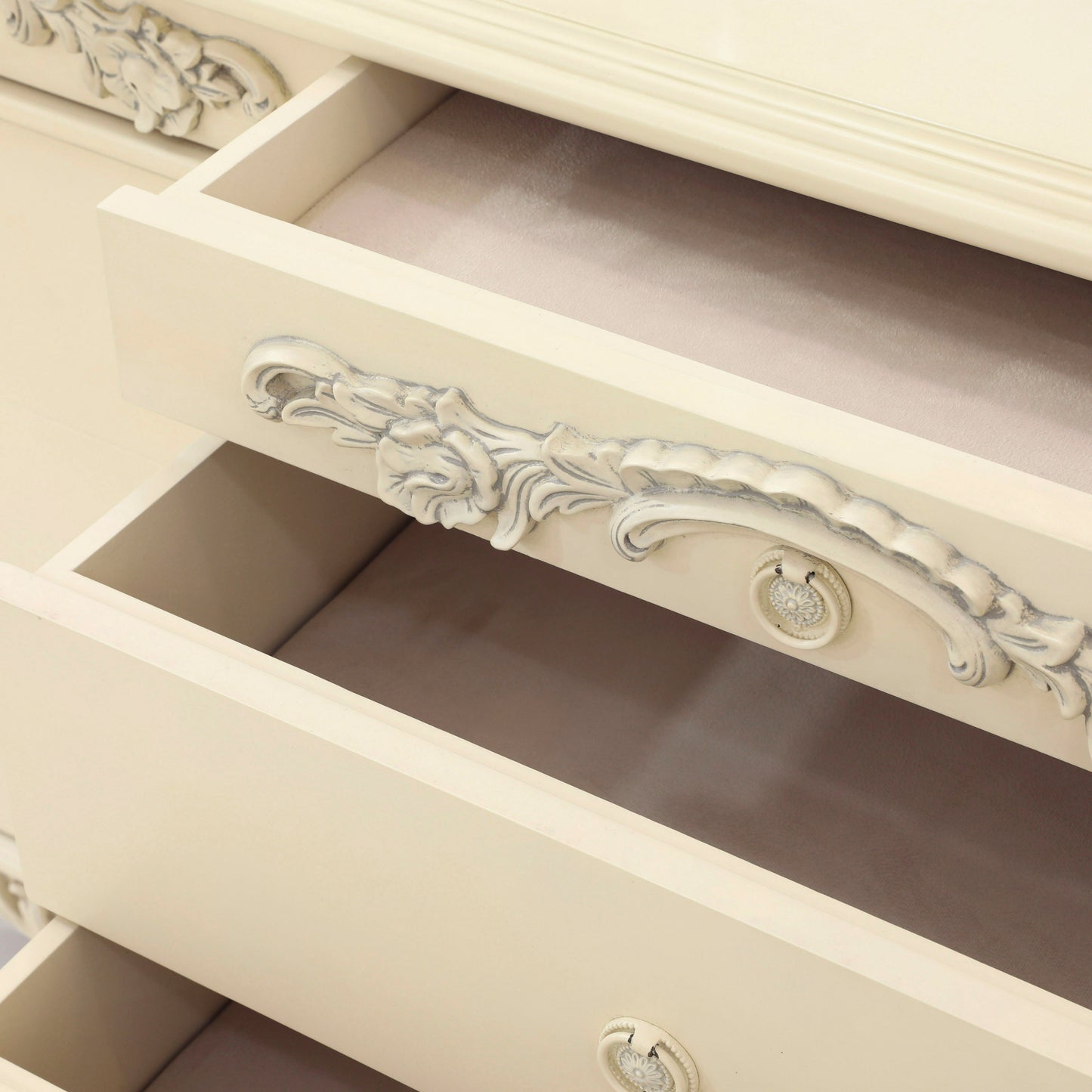 NEW EMILE KING BED ROOM WITH ANTIQUE WHITE