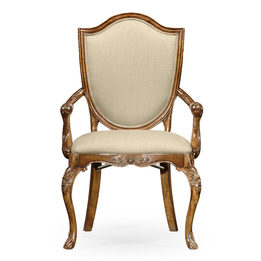 Upholstered shield back arm chair | Jonathan Charles