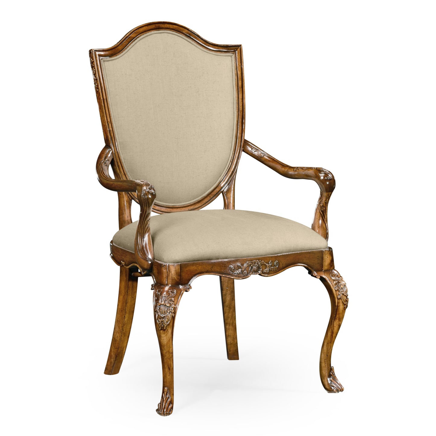 Upholstered shield back arm chair | Jonathan Charles