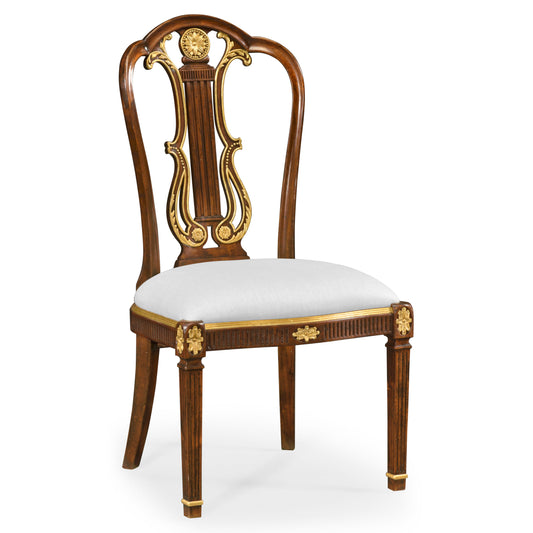 Neo-classical gilded lyre back dining side chair | Jonathan Charles