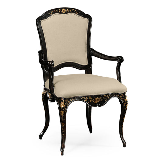 Black &amp; gilded floral arm chair | Jonathan Charles