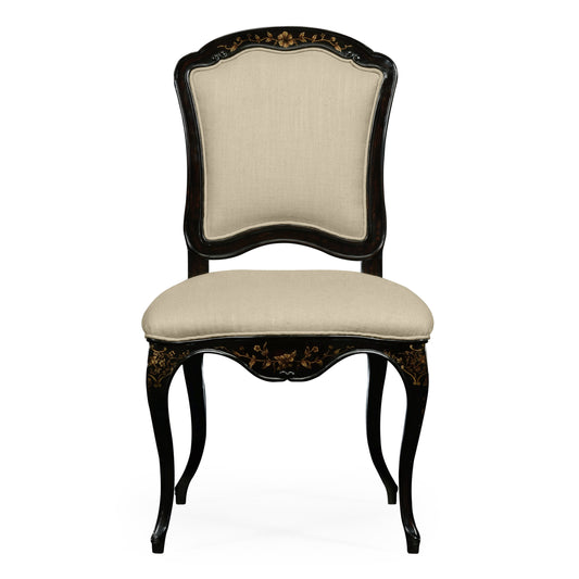 Black & gilded floral side chair | Jonathan Charles