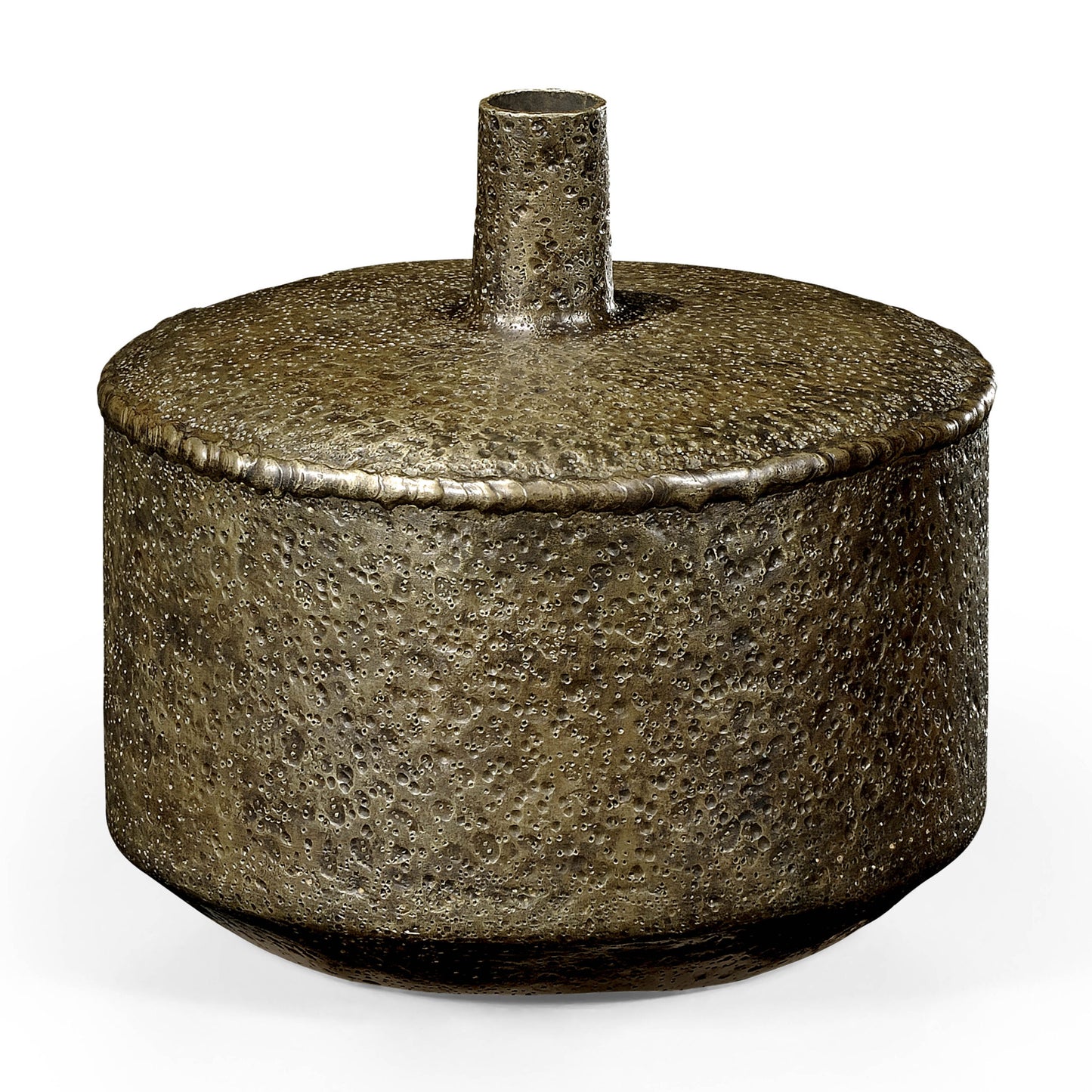 Large Textured Brass Lidded Vase | Jonathan Charles