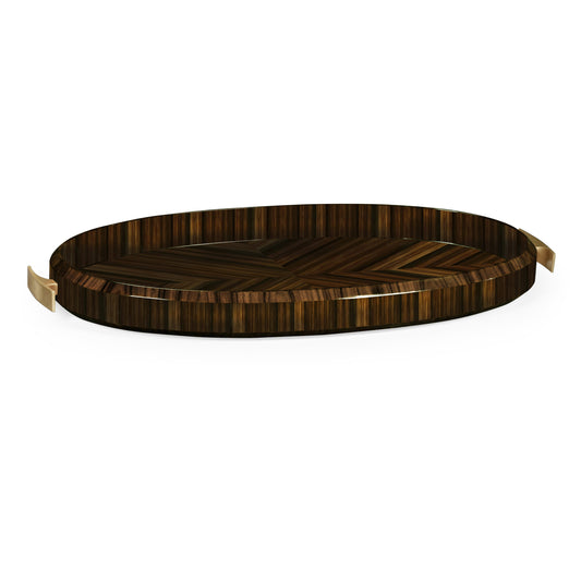 Oval Art Deco Macassar Ebony High Lustre Tray | Jonathan Charles