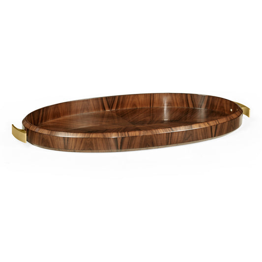 Art Deco Satin Oval Tray with Brass | Jonathan Charles