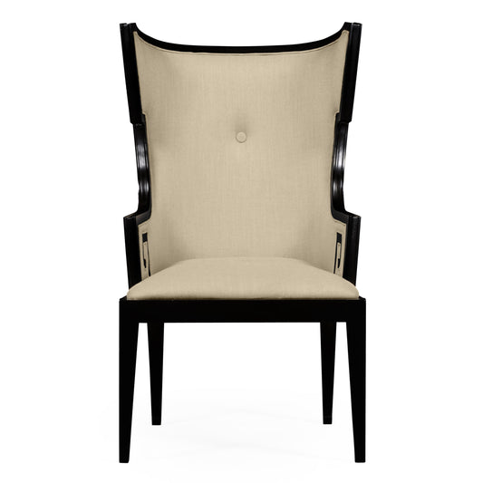Greek key design Biedermeier black armchair | Jonathan Charles