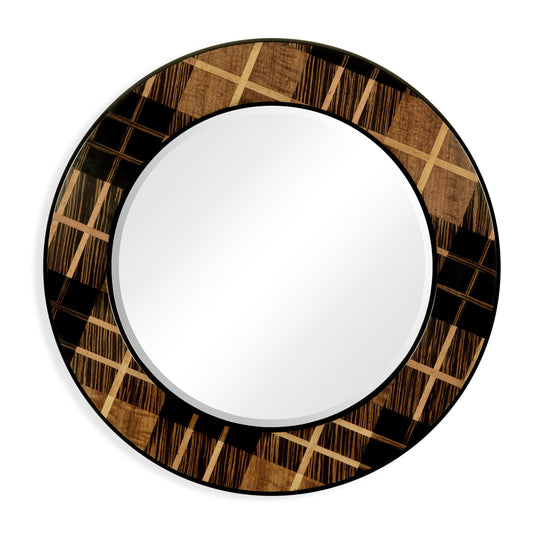 28" Hand Inlaid Tartan Porthole Mirror | Jonathan Charles